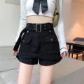 Y2K Women Streetwear Korean Gyaru High Waist Mini Skirt With Belts Short Culotte Big Pocket Grunge A-line Cargo Skirts Clothes. 