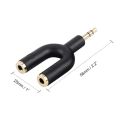 3.5mm Headphone Splitter Adapter Y Jack 1 Male to 2 Female, PVC Jacket, Gold-Plated, Compatible with Audio Devices. 