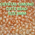 CRYSTAL DIAMOND CUTS CRYSTAL BEADS, 70 PCS, ROUND CRYSTAL TRANSPARENT BEADS SIZE 8MM IN PEACH COLOR FOR ART AND CRAFT PROJECTS, DECORATION DIY SEWING CRAFT AND SCHOOL PROJECT.. 