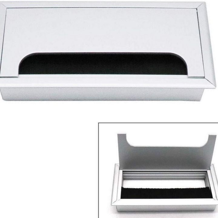Computer%20Desk%20Office%20Table%20Wire%20Cap%20/%20Wire%20Cover%20Aluminium%20Rectangle%20Black%20Brush%206%20X%203%20Clopal%20-%20Image%203