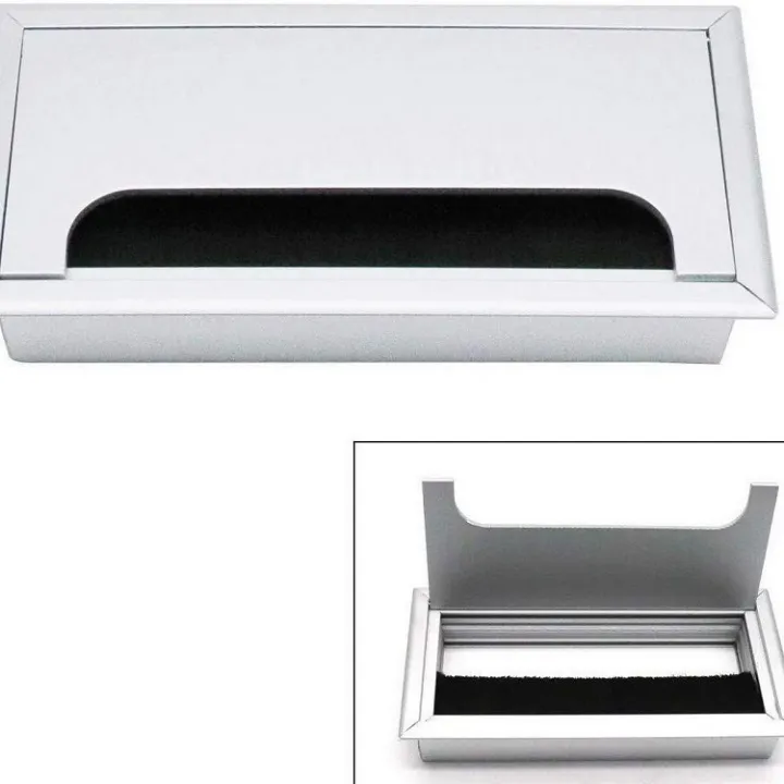 Computer%20Desk%20Office%20Table%20Wire%20Cap%20/%20Wire%20Cover%20Aluminium%20Rectangle%20with%20Black%20Brush%206%20X%203%20-%20Image%202