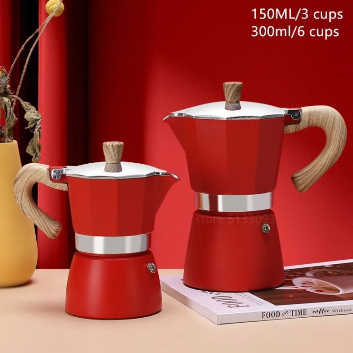 150ML/300ML Mocha Coffee Maker Pot Italian Hand Extraction Moka Coffee Pot Espresso Coffee Making Tool Cafeteria Latte Stovetop