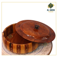 AL-SADIQ TRADERS | Wooden Hot Pot With Brass Work Hot Pot Handmade Kitchen Accessories 12 x 12 inch customized. 
