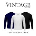 The Vintage Clothing pack of 3 basic premium full sleeves T shirt. 