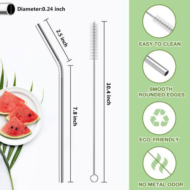 The Best Reusable Straws Steel Straw  for Iced Coffee,Cold Drinks, Stainless Steel Straws with Cleaning Brush, Reusable Straws 3 Piece. For children training