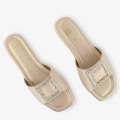 ECS Crystal Square Comfort Flat Slippers For Women. 