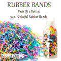 Pack Of 2 Rubber Bands Bottles 300+ Elastic Rubber Bands Pony - Soft Elastic Bands, Premium Quality Rubber Bands for Girls Hair, Braids Hair, Hairstyle And Multipurpose Pony. 