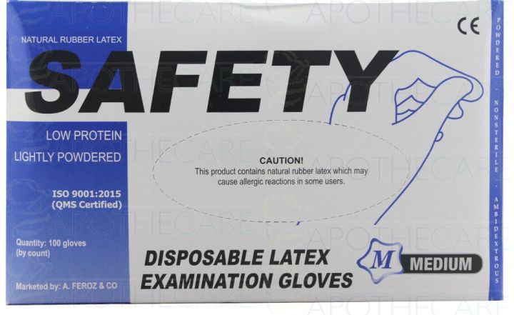 Natural Rubber Latex Safety Surgical Disposable Gloves - 100 Per Box