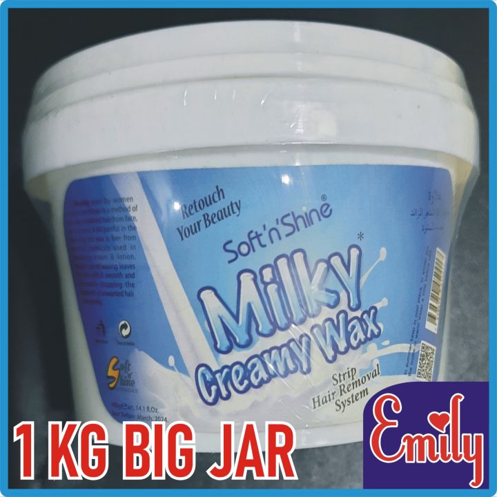 Soft N Shine instant Ready to use Hair Removal Wax Cream MILKY WAX 850 G Halawa Wax organic & natural soft consistency finger wax Halawa Wax Brazilian ittalian Wax Skin Tighting Wax Face & full Body hair removing 450G/950G all variants available