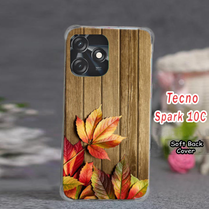 Tecno Spark 10C Pouch Cover  - Wood Soft Back Cover Case For Tecno Spark 10C