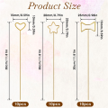 20 Pcs Gold Flower Card Holder Sticks, 12 Inch Metal Wire Floral Picks, Gold Flower Pick Card Holder,Heart, Circle. 
