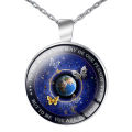 Unisex Necklace My Mind Still Talks To You Time Glass Pendant Jewelry Chain Gift. 