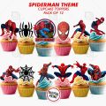 Pack of 12 Spiderman Theme Cupcake Toppers, Baby Boy & Girl Birthday Party Celebration & Perfect Birthday gift. 