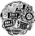 20 Pcs/Pack Metallic Black and White Graffiti JDM Funny Water proof Stickers for Mobile Laptop Car Bike Guitar. 