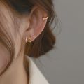 OYJR Korean Hoop Earrings For Women Gold Mini Hikaw Cross zircon Kwintas for girl Jewelry Set. 