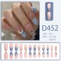 24Pcs French With Drill Pearl Fake Nails Press On Nail Tips Artificial Full Cover Cute Bow Wearing False Nails Fashion Popular Stick on Nails Cute Artificial Nails for Girls Cat Eye Nails. 