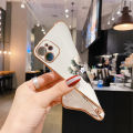 Hontinga for iPhone 12 Mini Back Cover（Free Lanyard）Luxury 6D Plating Cartoon Hug bear Side Pattern Case Soft Silicone Square Mobile Cover. 