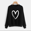 Heart Printed Design For Women Fleece Ribbed Cuff Sleeves Sweatshirt Top Best Quality Hoodies. 