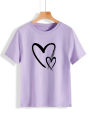 T Shirt for Women Summer collection Heart Printed stylish round neck half sleeves T shirt. 