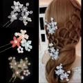 Pack of 3 Fancy Hair pins Large U Shape Pins,Jura Pins, Braide Flower Pins & Bun Pins for Wedding Bride Party Hair Accessories. 