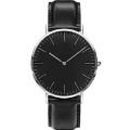 Black Leather Strap Watch- Unisex. 