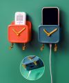 Wall-Mounted Multifunctional Clock Design Mobile Holder. 