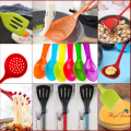 Kitchen Slotted Spoon/Flat Turner Spoon/Strainer Large Scoop Spoon/ Pasta Spaghetti Spoon/ Spatula Spoon/ Nylon Resting Handel Spoon/Deep Soup Spoon/ 3 holes Plata Turner/ Non Stick for Kitchen Cooking Frying Tools Filter. 