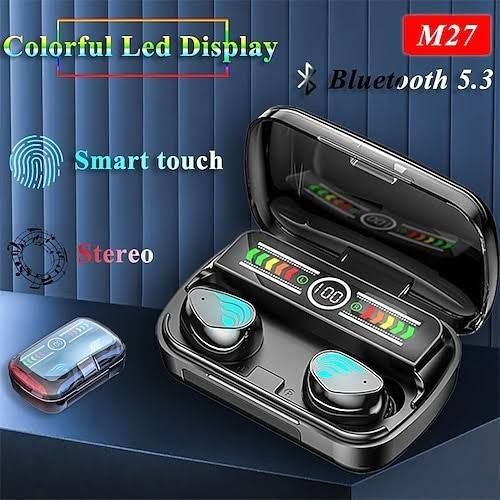 M27%20BT%20TWS%20Wireless%20Earbuds%20Earphones%20Touch%20Control%205.1%20with%20power%20bank%20charger%20Headset%20Waterproof%209D%20Hifi%20Quality%20Earbuds%202000mAh%20Stereo%20Sports%20Headphones%20With%20Microphone%20Samad%20Interprises%20-%20Image%203