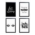 Set of 4 Fashion Inspirational Quotes Wall Art - 12 × 8 Inches | Aesthetic Pictures Wall Frames For Room Decor With Trendy Posters - White Frame | Ready To Hang. 