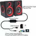 Computer Speakers With 3.5mm Audio USB Wired Gaming ,Built-in Four Loudspeaker Diaphragm Multimedia Speaker Heavy Bass Subwoofer Volume Control  Powered  for PC Laptops Desktop. 