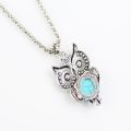 Vintage Owl Jewelry set Dangle pendant Necklace Bracelet Earrings lady accessories. 