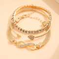 Rhinestone Bracelet - 3Pcs/Set Gothic Rhinestone Infinity Cute Trendy Bracelets for Women & Girls. 