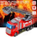 RC Fire Truck Chargeable with LED light rescue ladder controller gifts toys for kids and boys. 