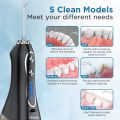 TEBIKIN Cordless Water Flosser Portable Dental Professional Oral Irrigator with Gravity Ball Powerful Travel Water Teeth Cleaner with 5 Levels 5 Tips IPX7 Waterproof 300ML for Home Travel. 