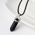 Hexagonal Column Pendulo Necklace Crystal Quartz Bullet Pendulum Chakra Natural Stone Fashion Jewelry Leather Chains Necklace. 