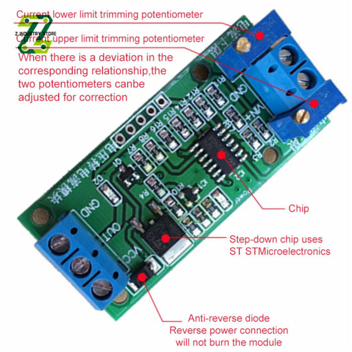 Poppies Muoe Voltage To Current Module 0-2.5V 0-3.3V 0-5V 0-10V 0-15V 0-24V to 0 -20mA/4 -20mA Current Transmitter Signal Converter Module