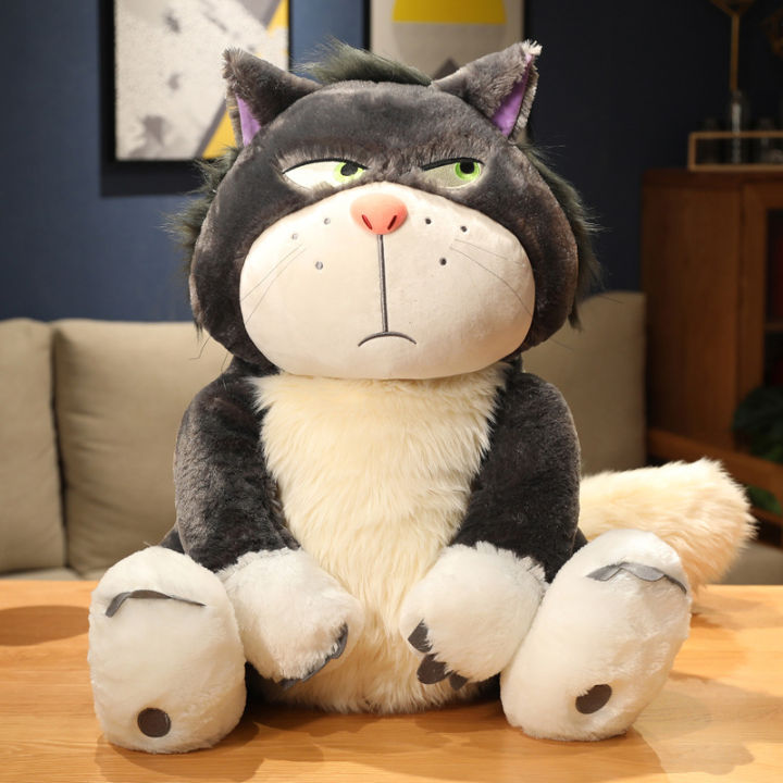 Orange Deer lucifer cat stuffed toy 15/25/35/45/65cm Kawaii Cinderella Lucifer Cat Plush Toy Soft Anime Cartoon Princess Kids Stuffed Animals Doll Children's Birthday Gift For Boys