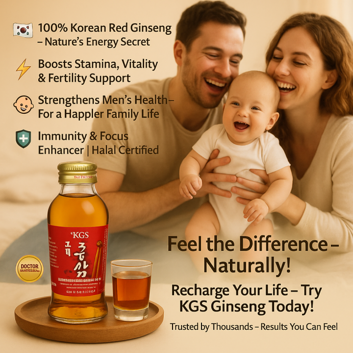 KGS Korean Red Ginseng Liquid Plus 120ml Premium 6-Year-Old Korean Panax Ginseng Extract Tonic Drink | Natural Energy Booster, Immunity Support & Stamina Enhancer | Mental Focus & Anti-Fatigue Formula | Improves Blood Circulation & Men's Vitality.