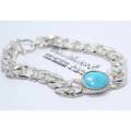 men bracelet pure silver 48 grams heavy chandi 925 with  pure natural feroza. 