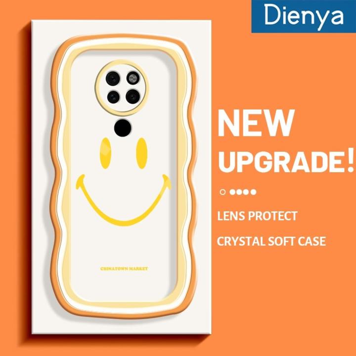 dienya For Huawei Mate 20 Mate 20 Pro Case Cartoon Lucky Smiley Face Pattern Color Cute Cream Wave Soft Edge Transparent Shockproof Creative Phone Case Simple Clear Case Silicone Protective Cover