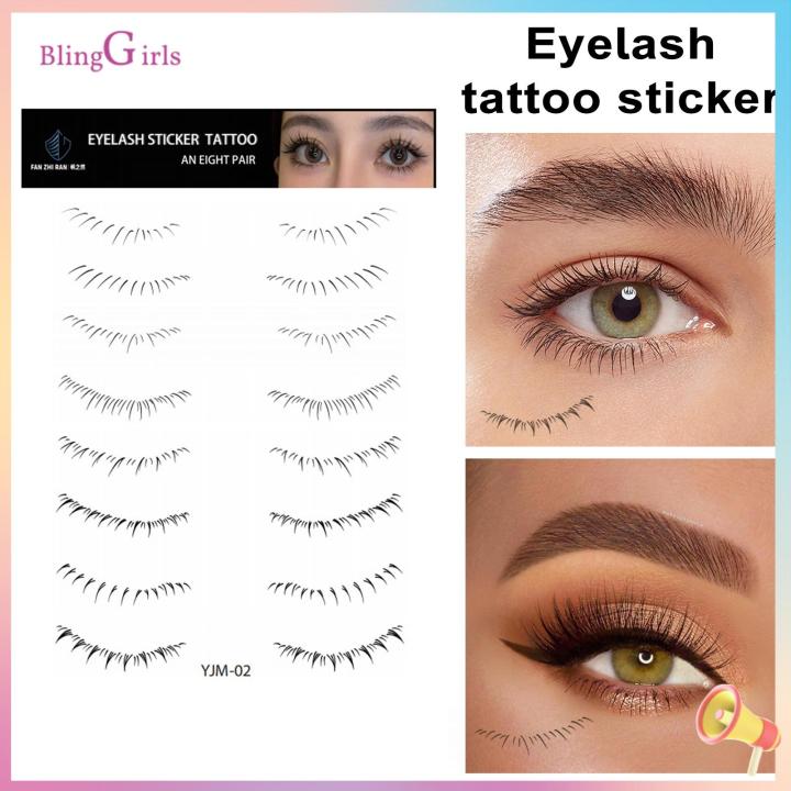 Natural-looking Eyelash Stickers Waterproof Eyelash Tattoo Stickers 8 Pairs/sheet Natural Soft Gentle False Lashes for Eye Makeup No Irritation