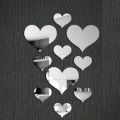 12 pcs Love Heart Self Adhesive Acrylic 3D Mirror Wall Sticker Living Room Bedroom Home Decoration Wall Decor. 