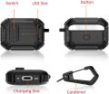 AirPod Pro Second Gen Armour Case High Grade Rugged Carbon Fiber Shell with Lock Clasp & Carabiner | Black / White / Red. 