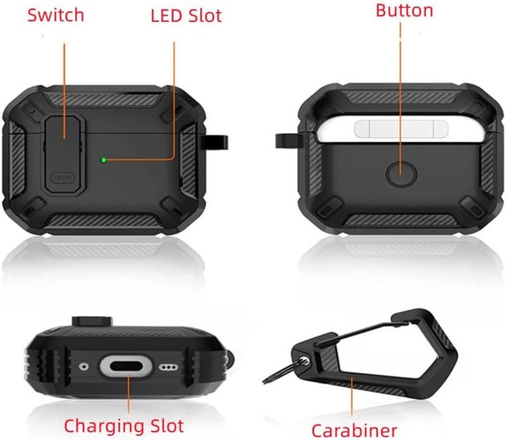 AirPod%20Pro%20Second%20Gen%20Armour%20Case%20High%20Grade%20Rugged%20Carbon%20Fiber%20Shell%20with%20Lock%20Clasp%20&%20Carabiner%20%7C%20Black%20/%20White%20/%20Red%20-%20Image%209