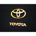 TOYOTA and Chrome Emblem Set For Toyota INDUS In Plastic Gold. 