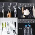 6 Hooks Transparent Wall-Mounted Nail-Free Strong Self Adhesive Door Wall Hanger Hook Heavy Load Rack for Kitchen Bathroom. 