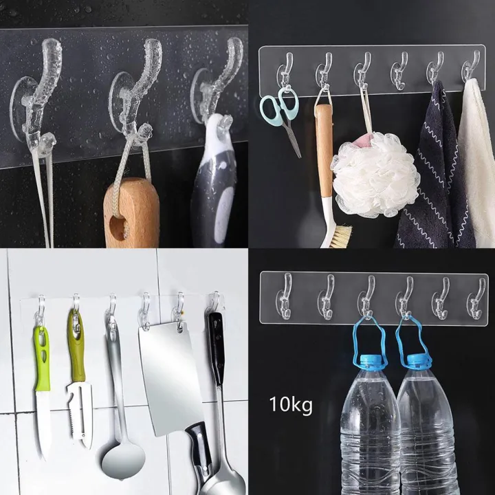 6%20Hooks%20Transparent%20Wall-Mounted%20Nail-Free%20Strong%20Self%20Adhesive%20Door%20Wall%20Hanger%20Hook%20Heavy%20Load%20Rack%20for%20Kitchen%20Bathroom%20-%20Image%202