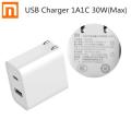 Xiaomi USB Charger 1A1C 30W(Max) Smart Output PD 2.0 QC 3.0 Quick Charging Type-C 5V=3A 9V=3A 15V=2A 12V=2.25A Type-A. 