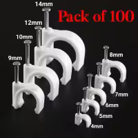 Pack of 100 Pcs Cable Nail Clips- Cable Wire