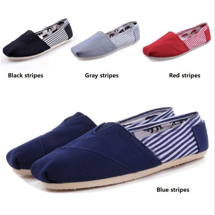 Toms Men&women Canvas Shoes Lazy Loafers Couple Shoe Stripe